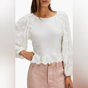 NWT Free People White Textured Blouse